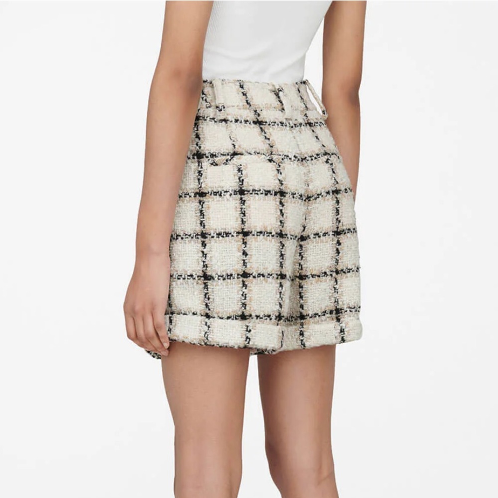NWT Anine Bing Becky plaid tweed shorts size 38 - Picture 7 of 7